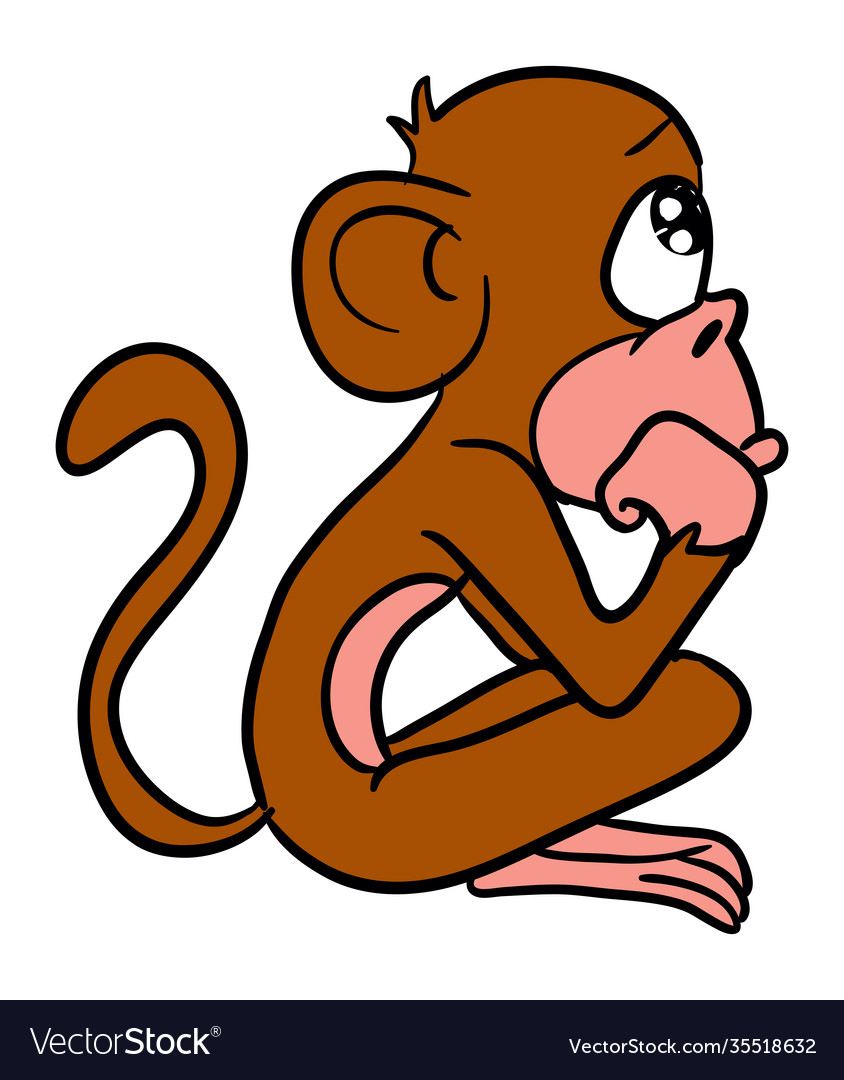 Thinking monkey cartoon Royalty Free Vector Image