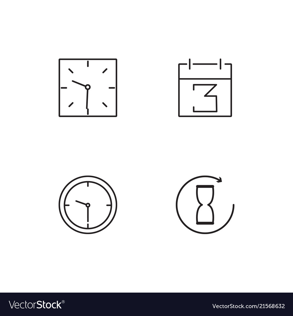 Time linear icons set simple outline
