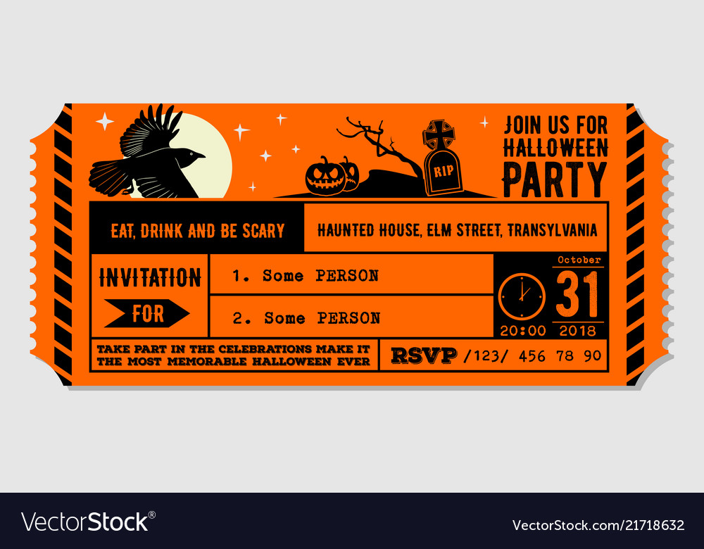 vintage halloween party invitation design vector image halloween party invite