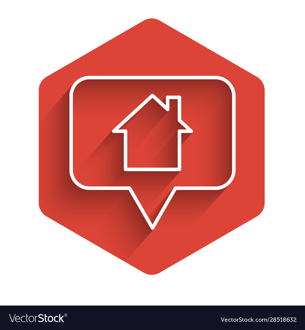 White line map pointer with house icon isolated vector image White line map pointer with house icon isolated