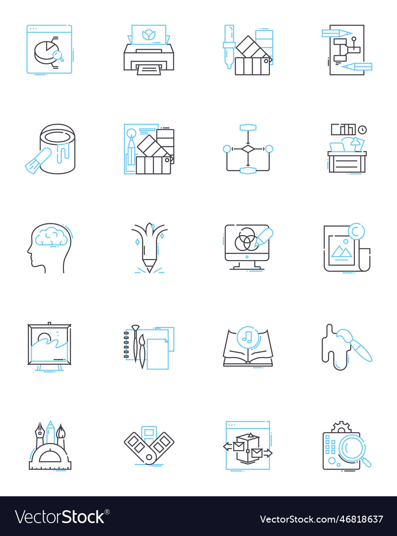 3d artist linear icons set modeling texturing vector image 3d artist linear icons set modeling texturing