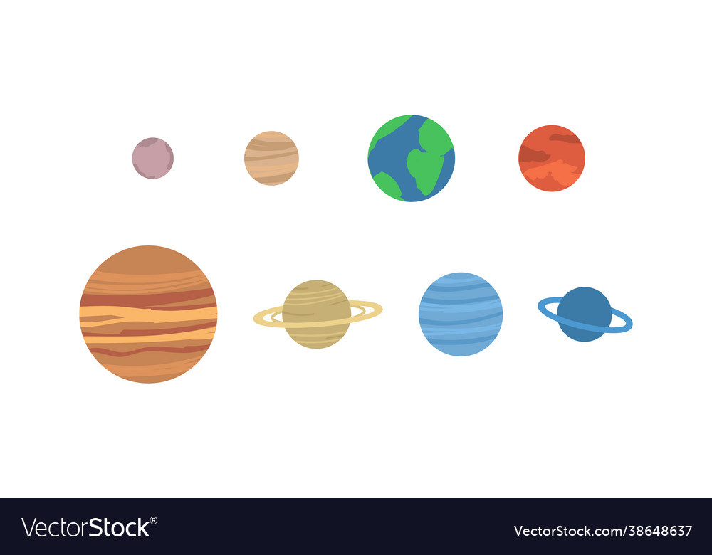 A set planets solar system or space objects