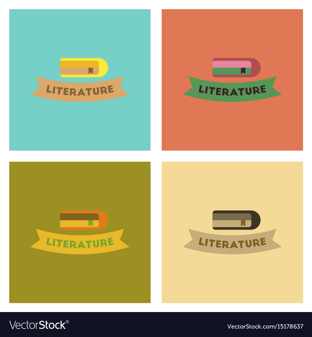 Assembly flat icons literature lesson Royalty Free Vector