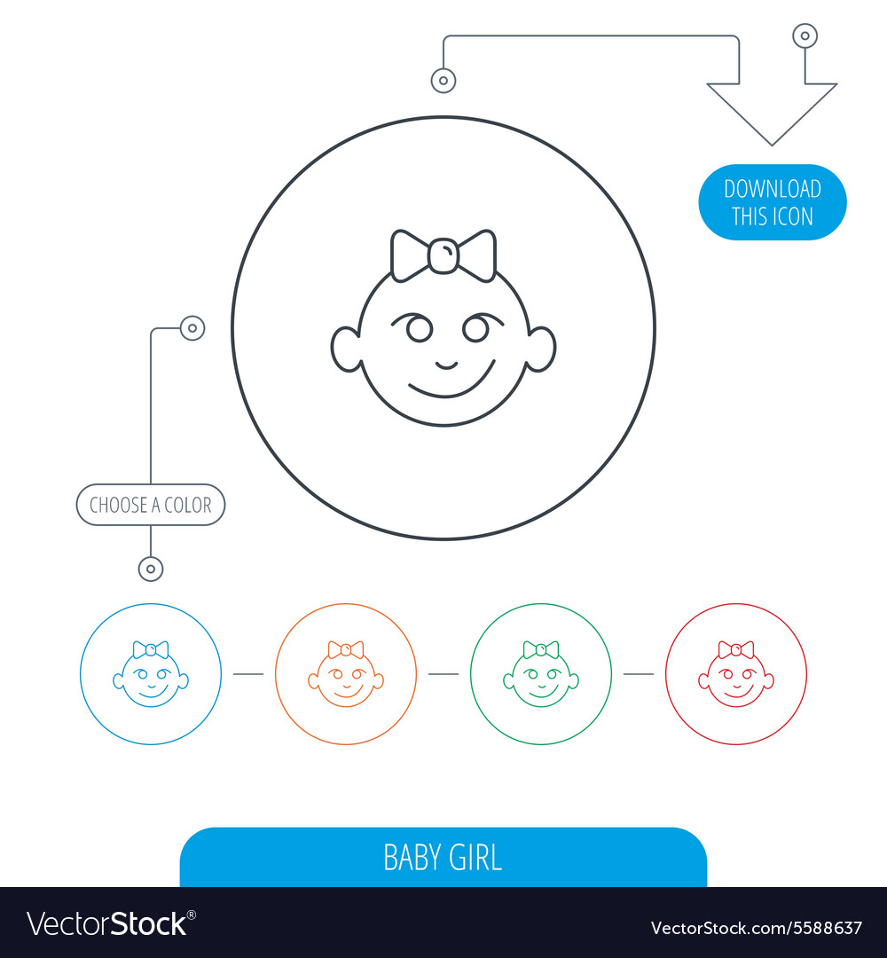 Baby girl face icon child with smile sign