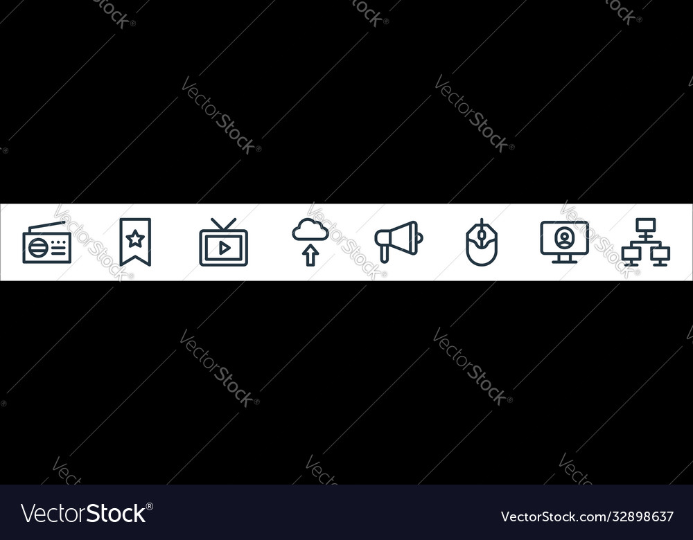 Communication and media line icons linear set vector image Communication and media line icons linear set