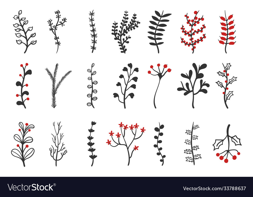 Doodle christmas flowers
