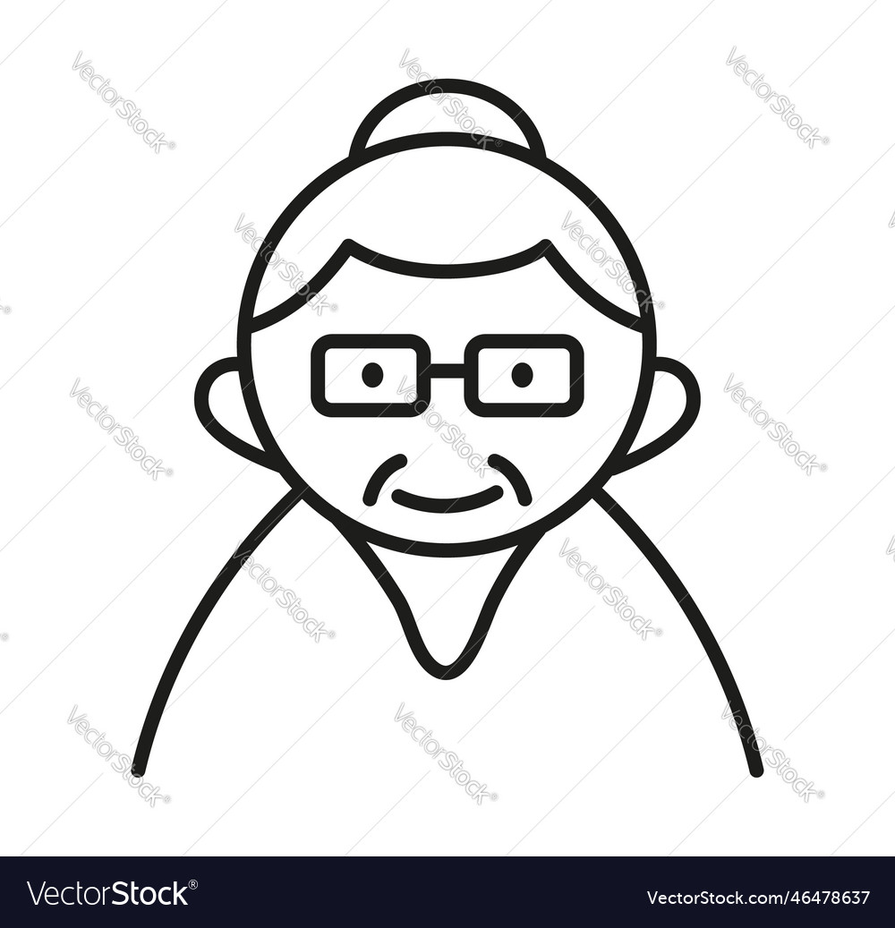 Elderly people avatar icon in line style