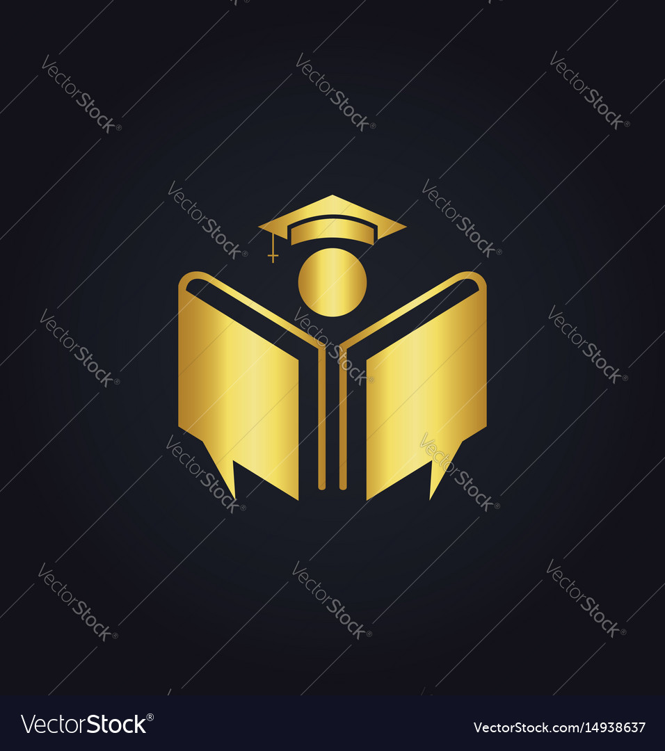 Gold book education college logo Royalty Free Vector Image