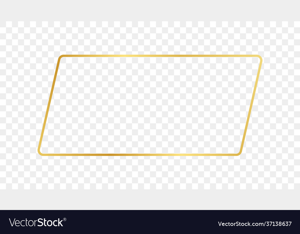 Gold glowing rounded rectangular shape frame vector image Gold glowing rounded rectangular shape frame