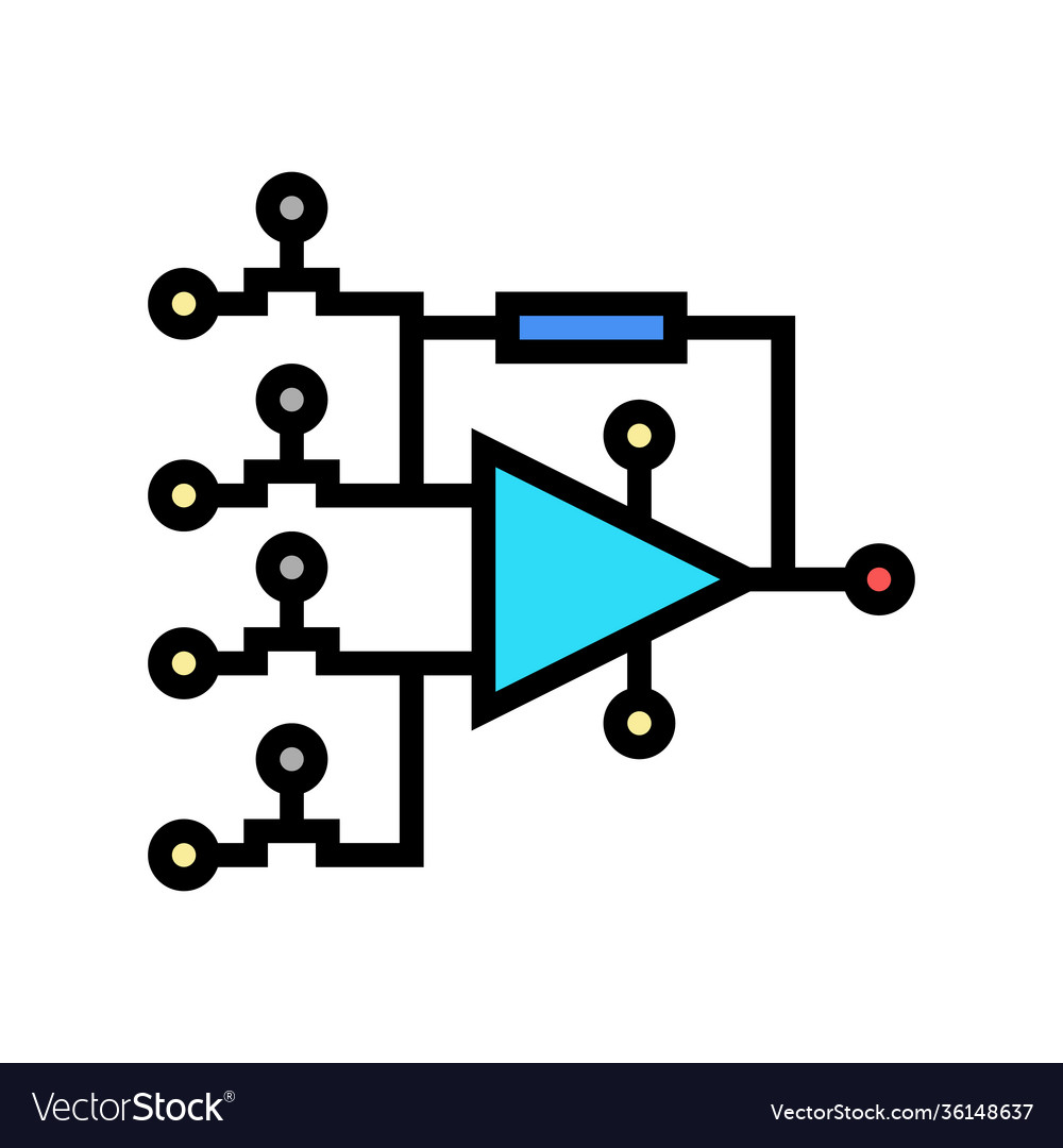 Hardware model neural network color icon vector image Hardware model neural network color icon
