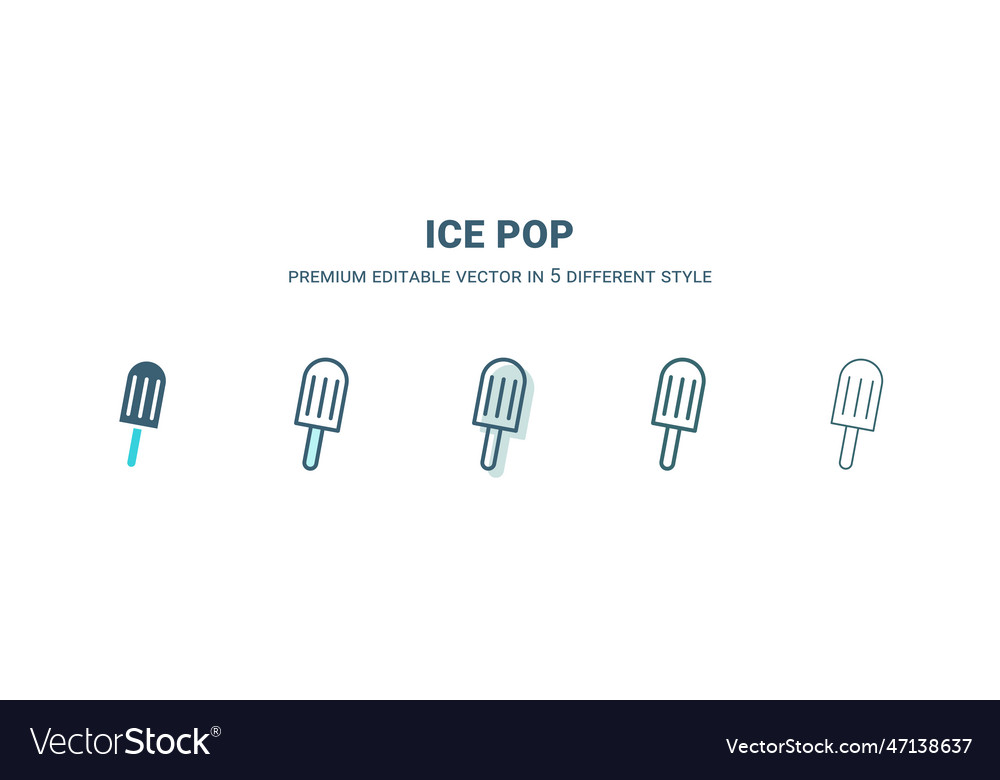 Ice pop icon in 5 different style outline filled vector image Ice pop icon in 5 different style outline filled