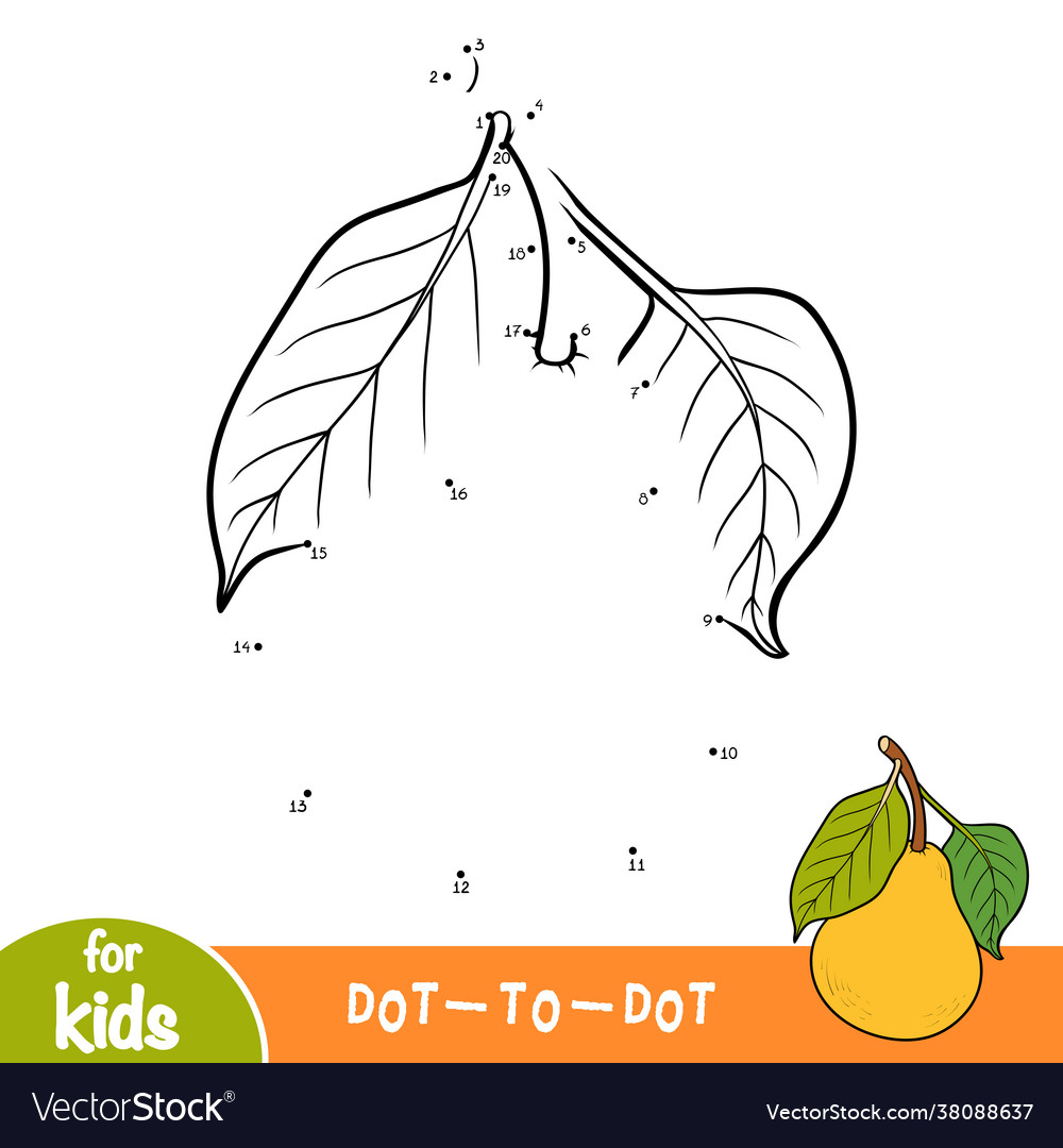 Numbers game dot to for children pear vector image Numbers game dot to for children pear