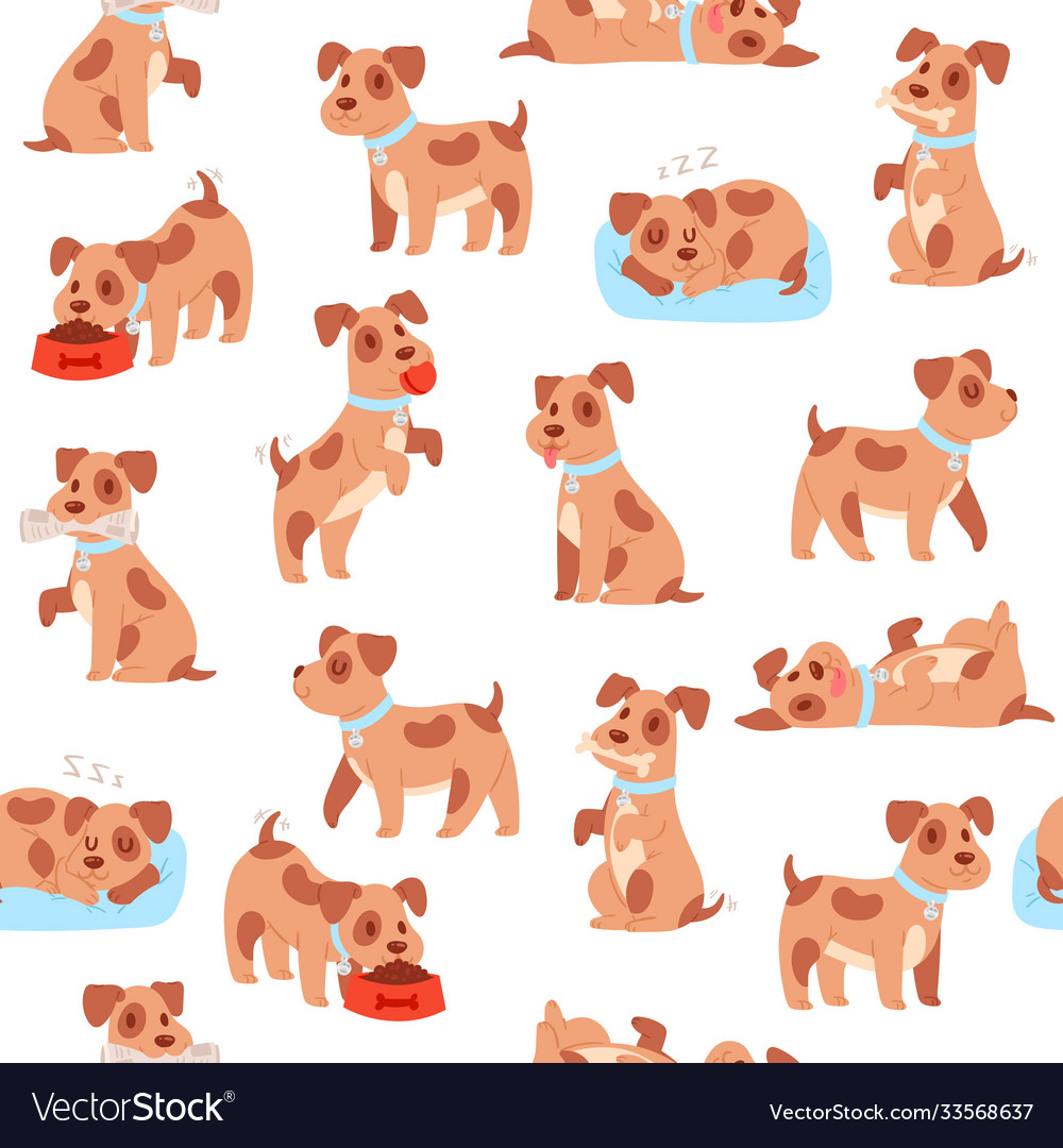 Puppy seamless pattern vector image Puppy seamless pattern