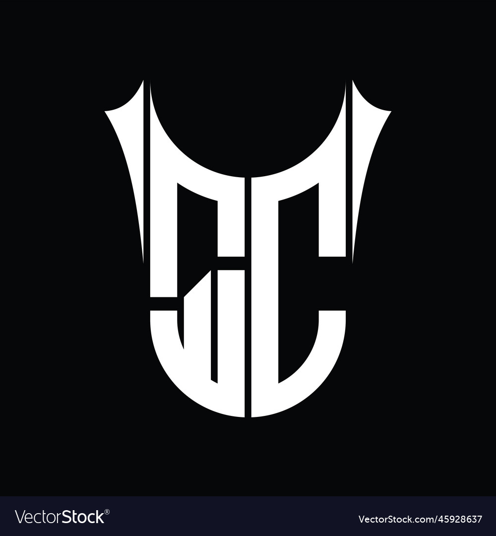 Qc logo monogram shield sharp half round shape