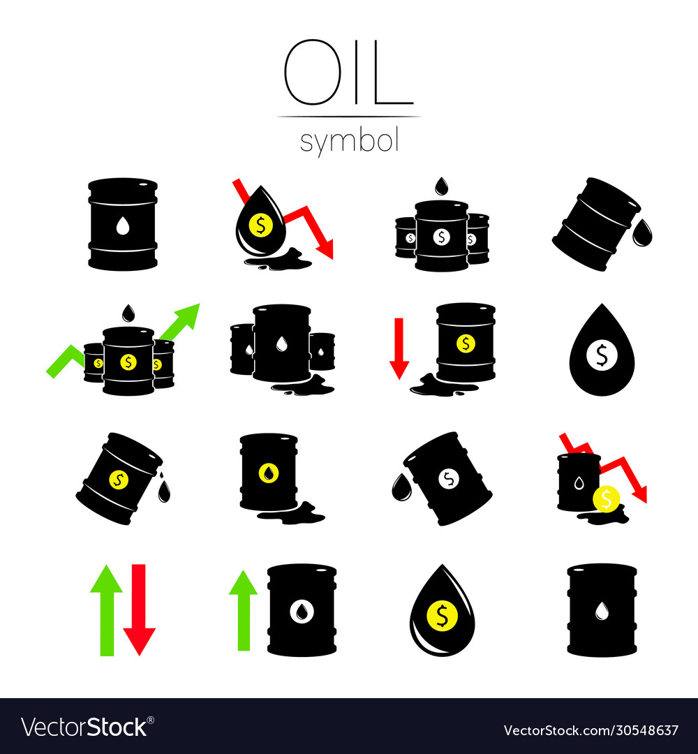 Set 16 sign oil black symbol petroleum