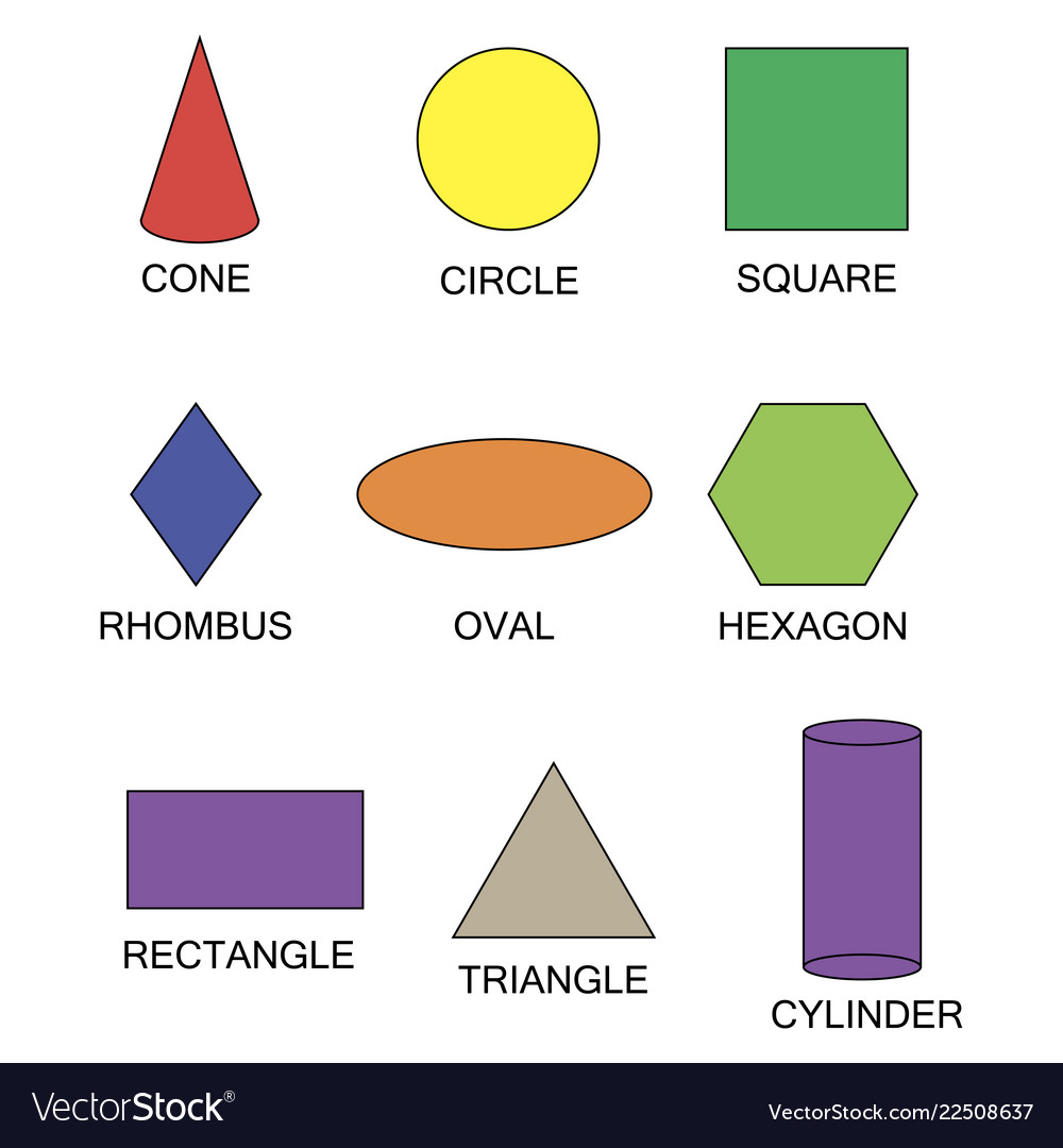 Set geometric shapes suitable for educational Vector Image