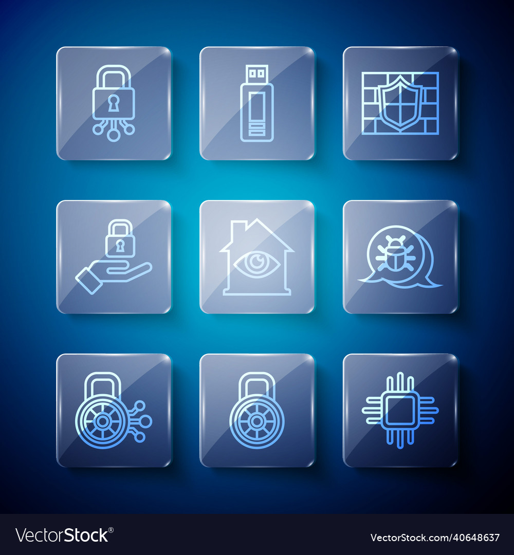 Set line cyber security safe combination lock Vector Image Set line cyber security safe combination lock