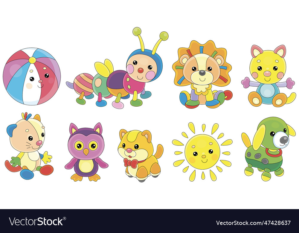 Set of funny baby animal characters kawaii