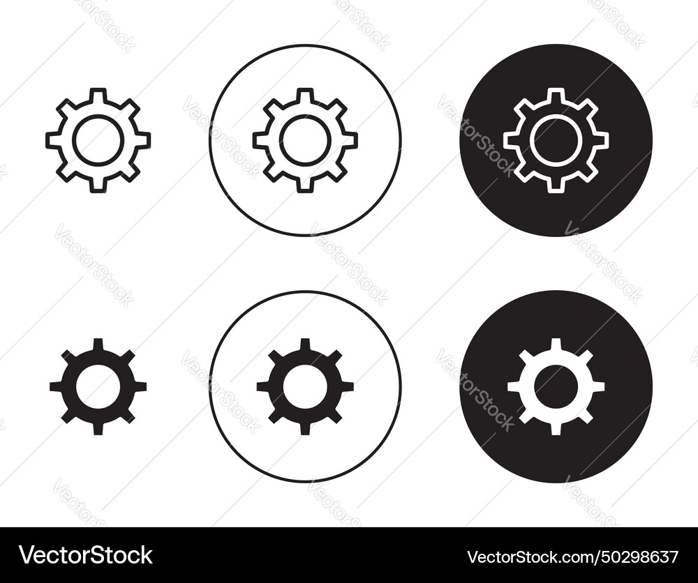 Settings icon set cogwheel gear computer button Vector Image