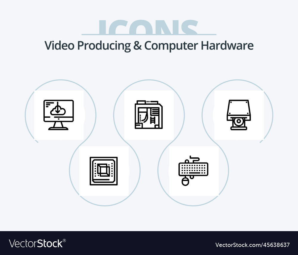 Video producing and computer hardware line icon