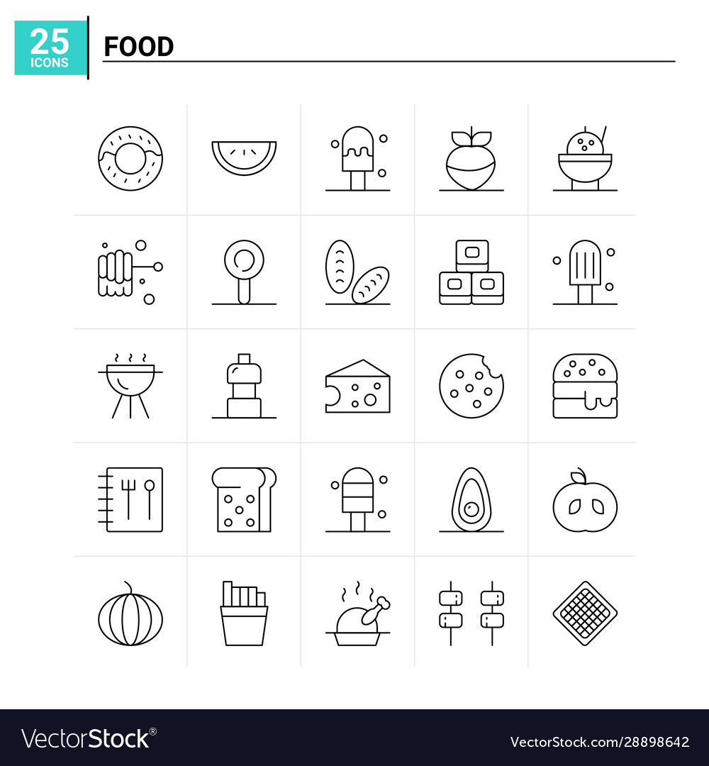 25 Lebensmittel-Icon setzen Hintergrund