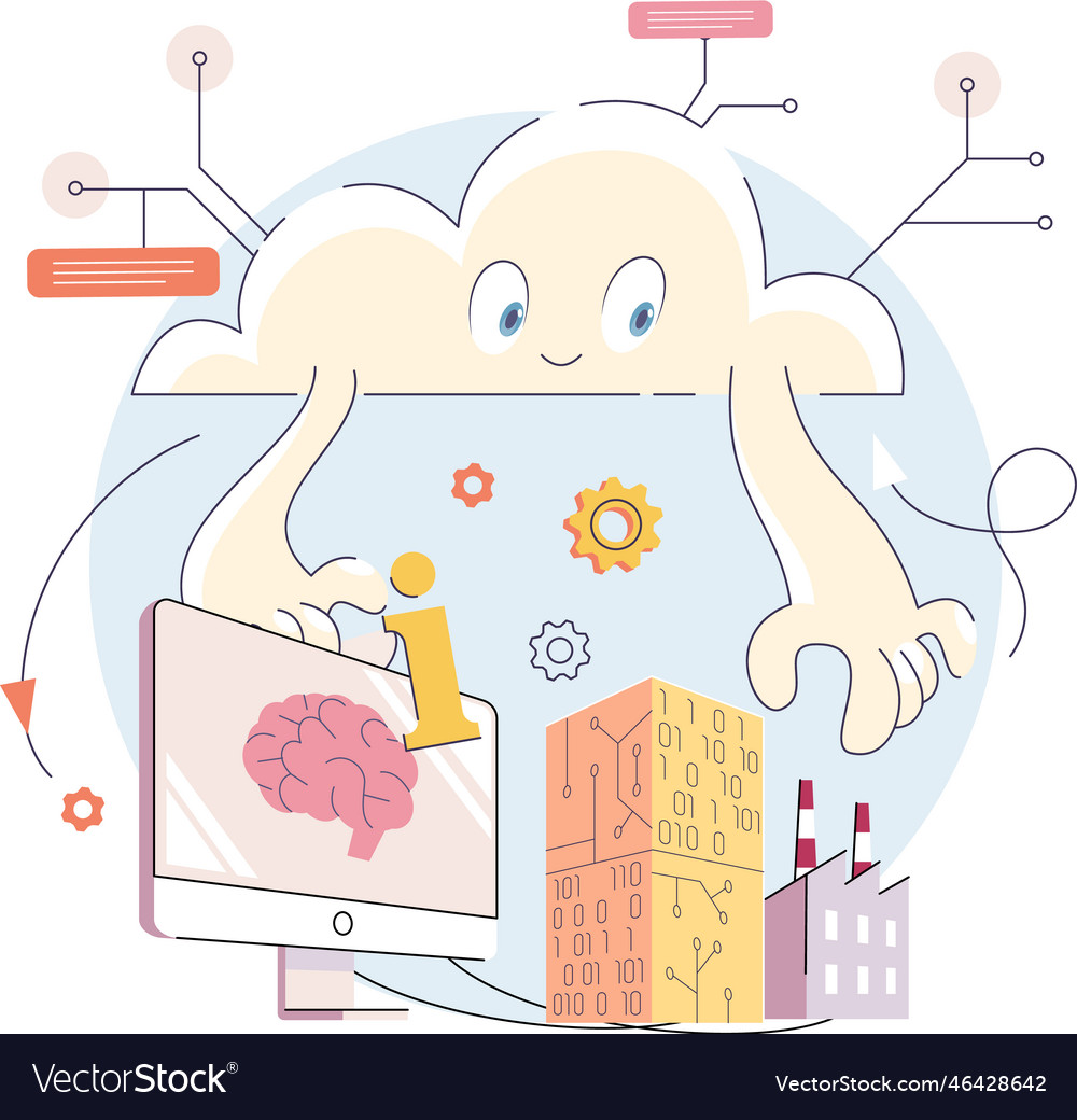Artificial intelligence digital brain robotic vector image Artificial intelligence digital brain robotic