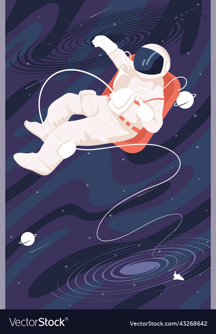 Astronaut floating in the space