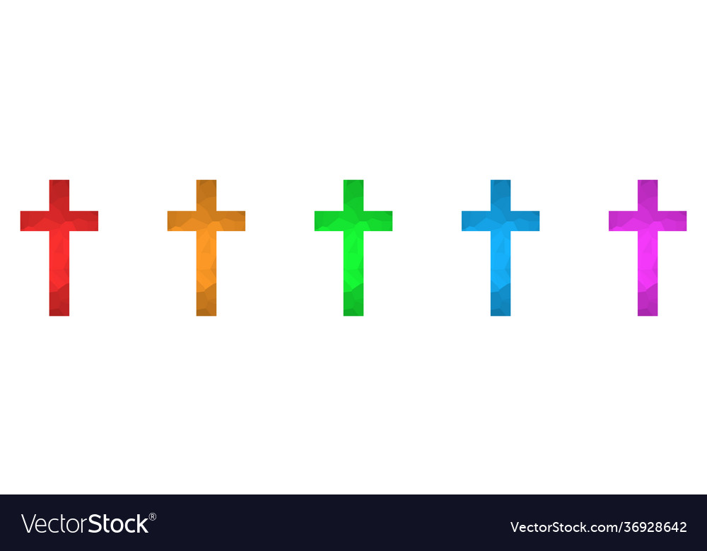 Christian cross icon set crosses in triangular