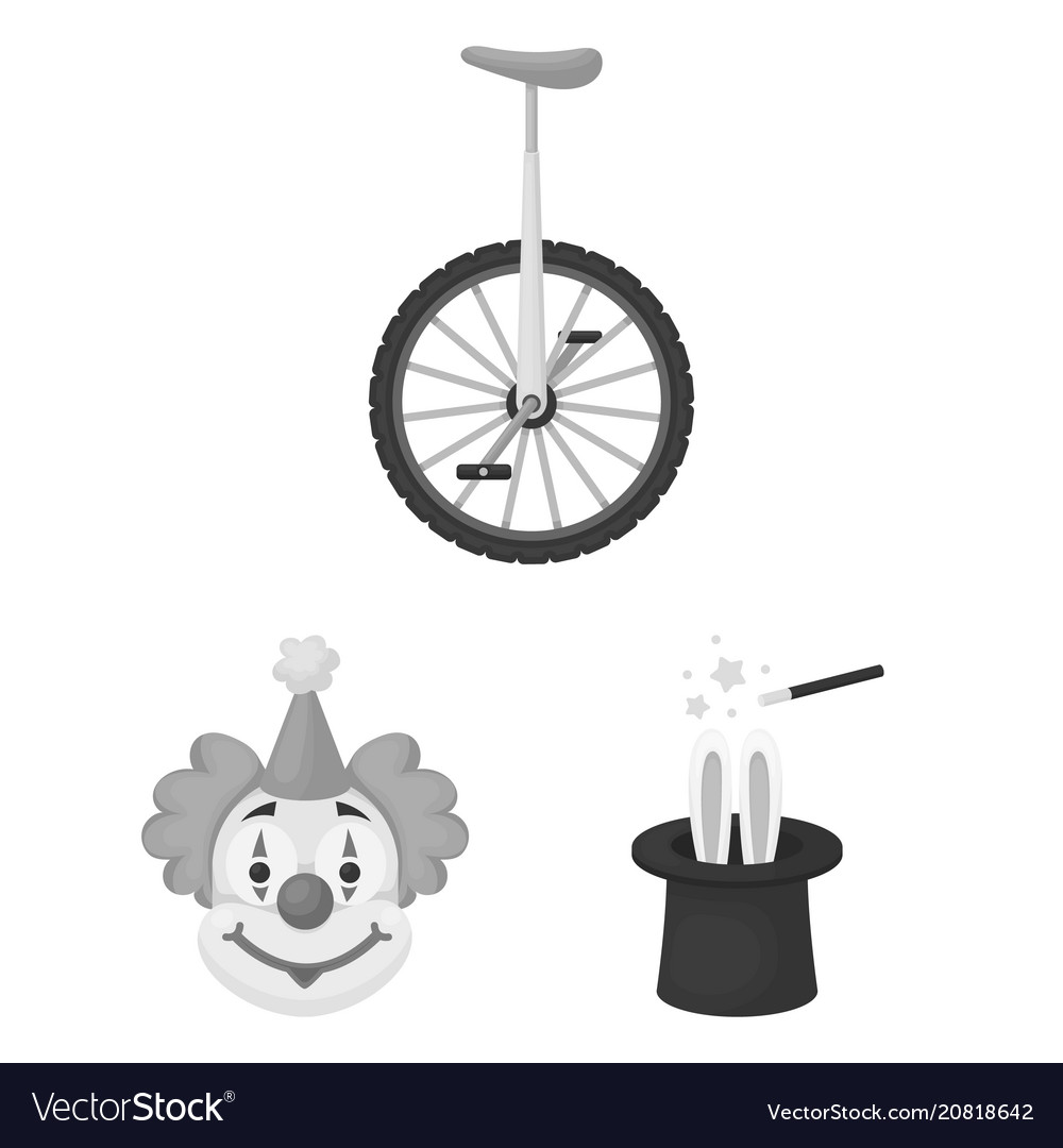 Circus and attributes monochrome icons in set