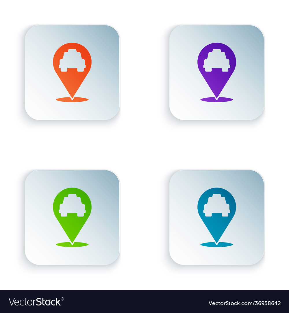 Color map pointer with taxi icon isolated on white vector image Color map pointer with taxi icon isolated on white