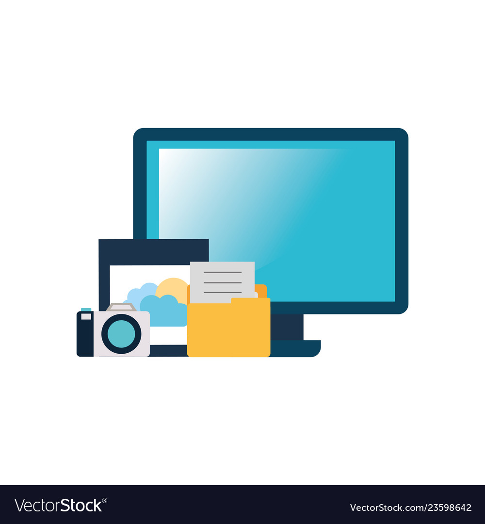 Computer screen with objects isolated icon