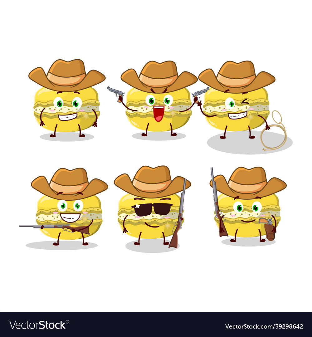 Cool cowboy mango macaron cartoon character Vector Image