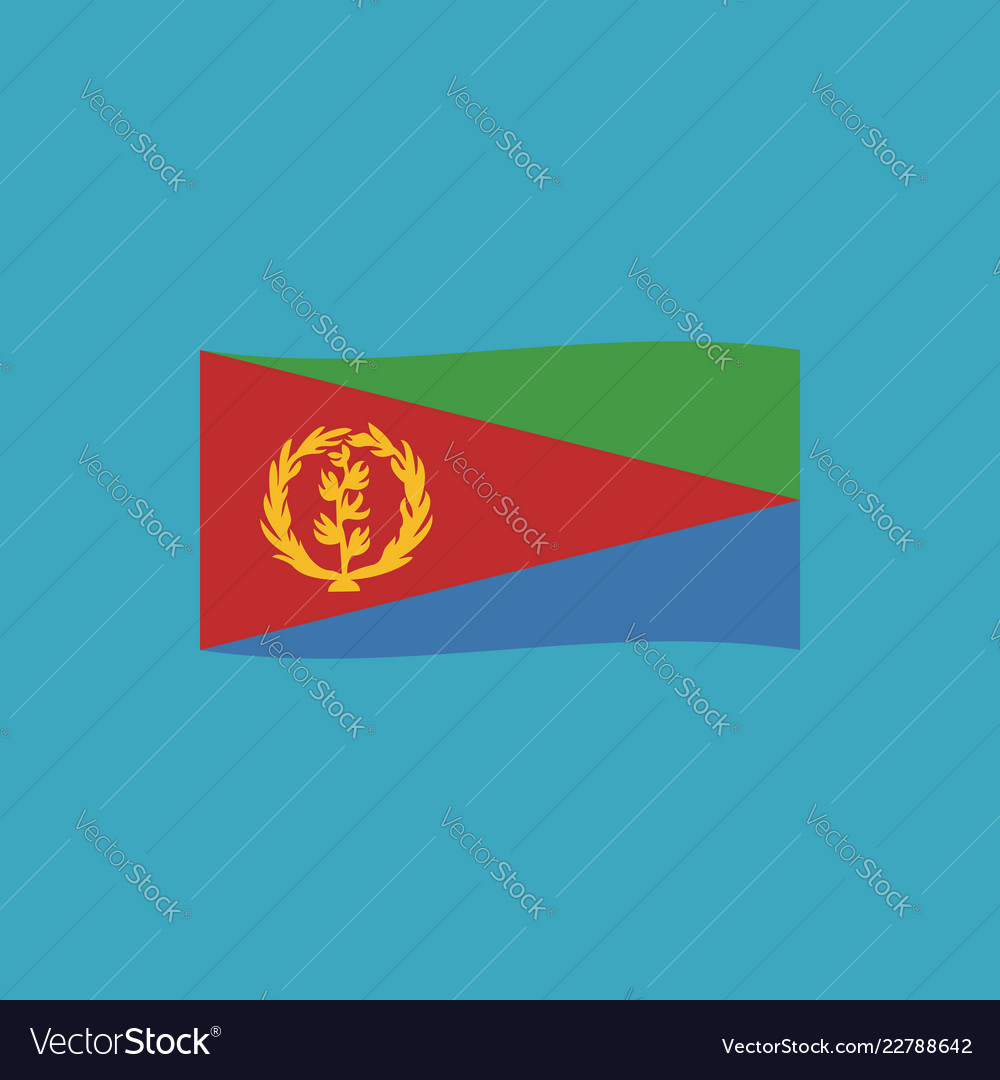 Eritrea flag icon in flat design vector image Eritrea flag icon in flat design