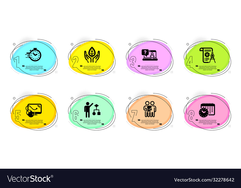 Fair trade survey and algorithm icons set timer
