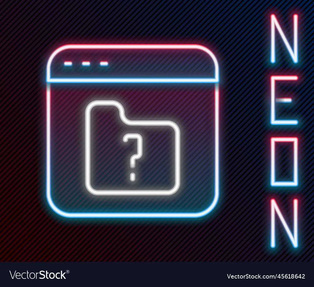 Glowing neon line file missing icon isolated Vector Image Glowing neon line file missing icon isolated