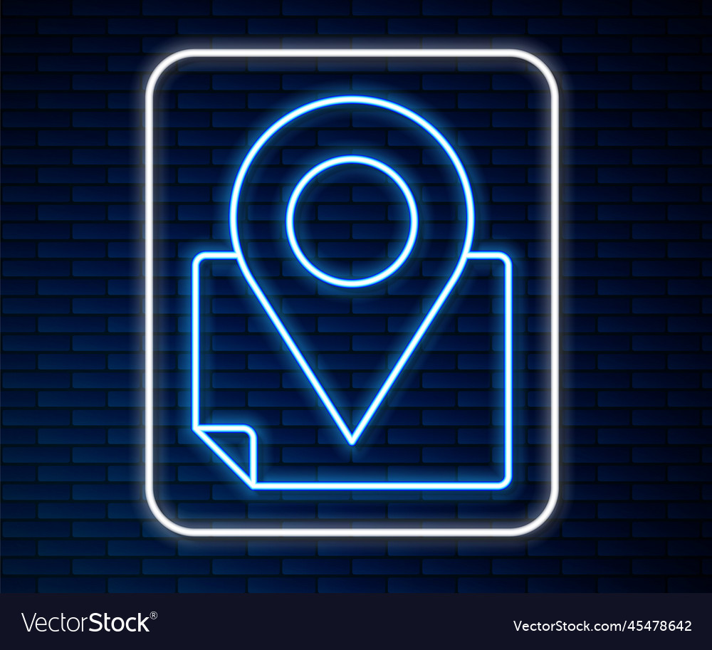 Glowing neon line folded map with location marker