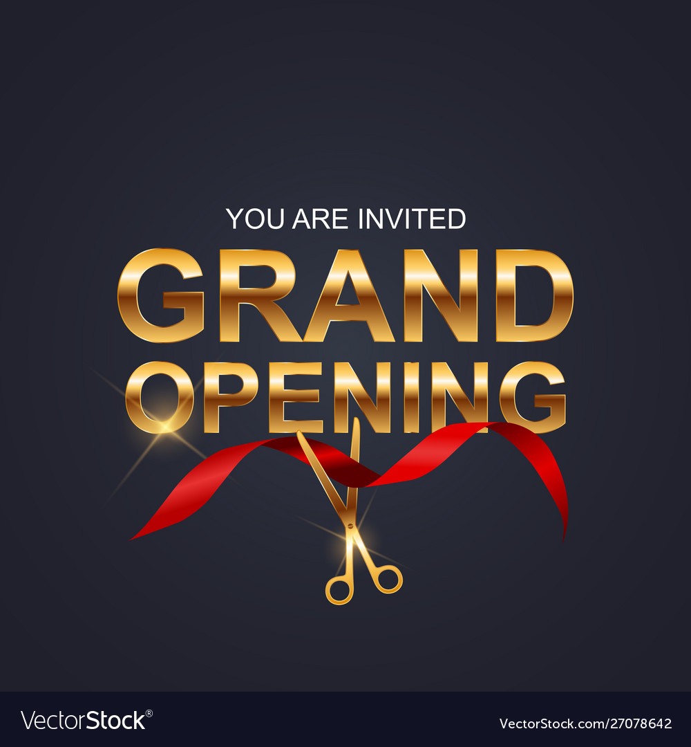 Grand opening card with ribbon background