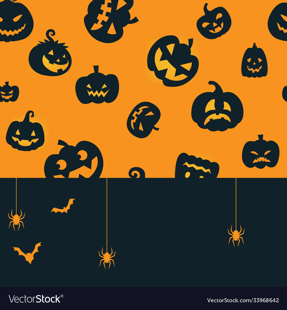 Halloween seamless pattern pumpkins spider