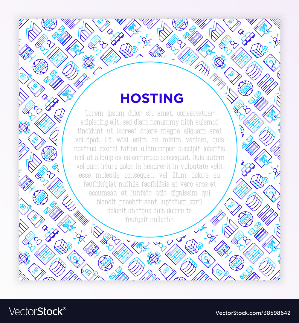 Hosting concept with thin line icons vps Vector Image Hosting concept with thin line icons vps