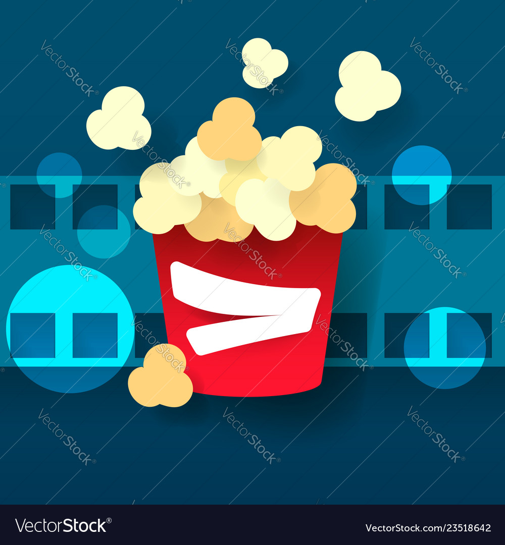 Hot popcorn in a glass cinema film Royalty Free Vector Image