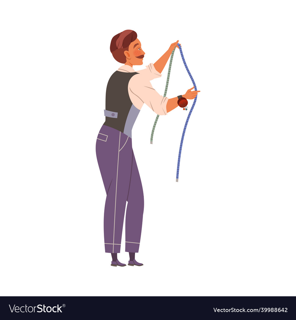Man fashion designer or tailor taking measurements vector image Man fashion designer or tailor taking measurements