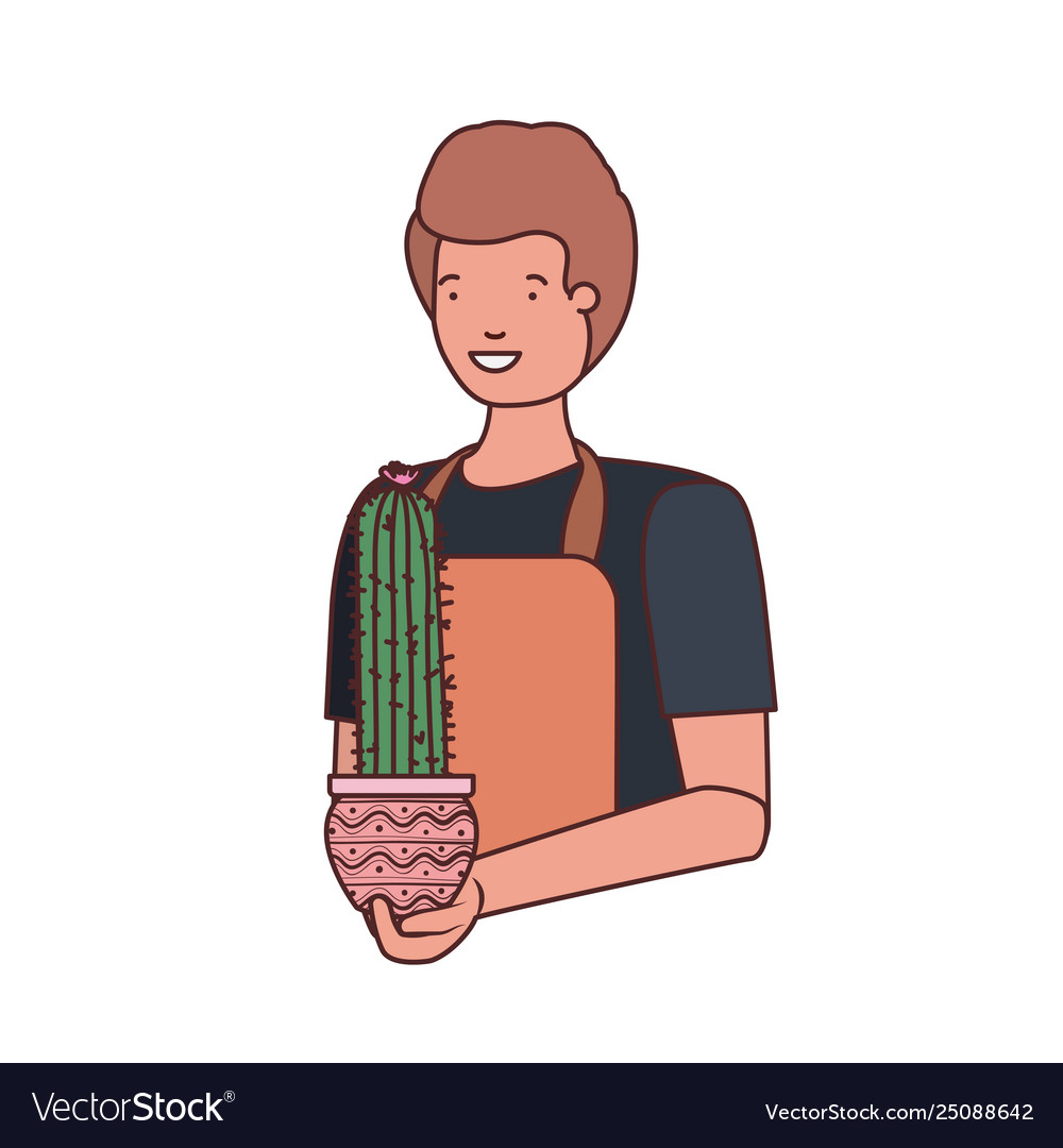 Man with cactus avatar character