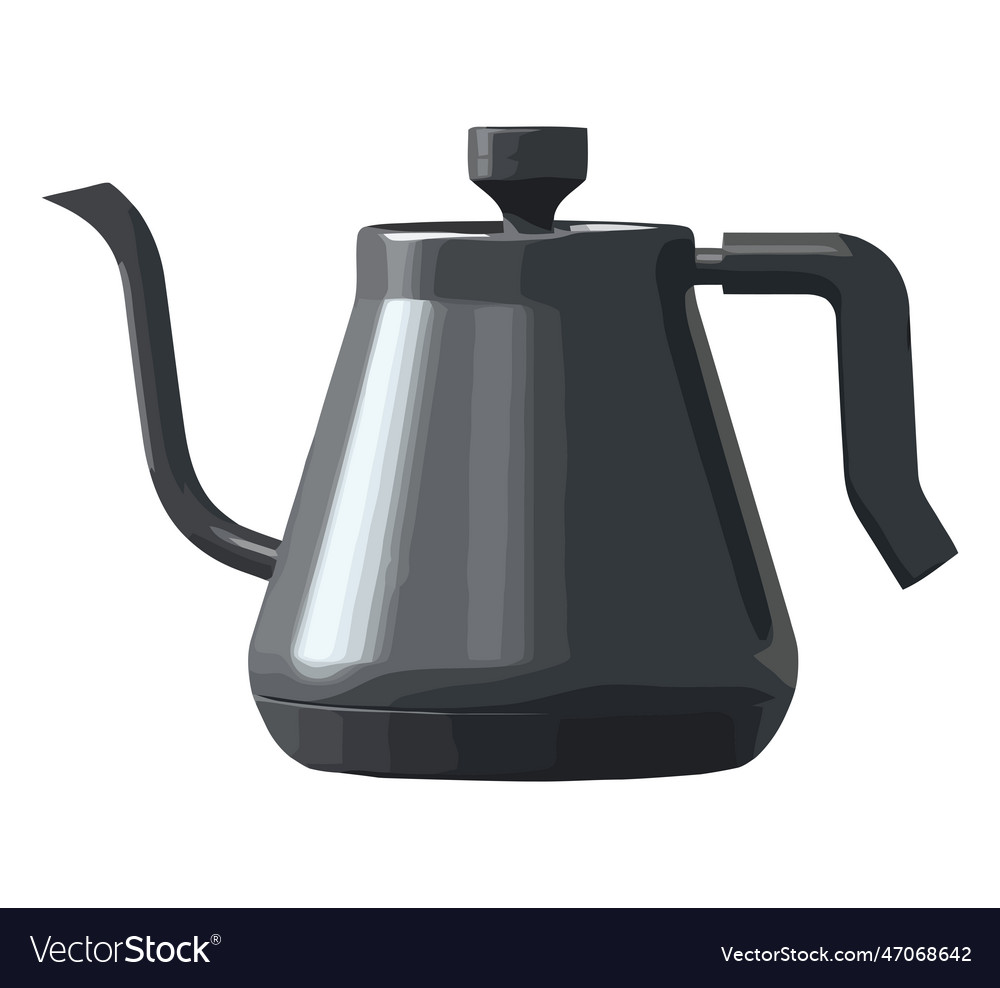 Metallic kettle pouring hot coffee Royalty Free Vector Image