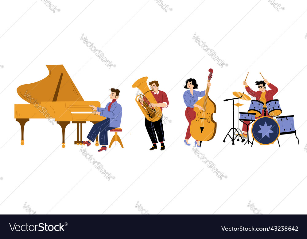 Music concert jazz band musicians Royalty Free Vector Image