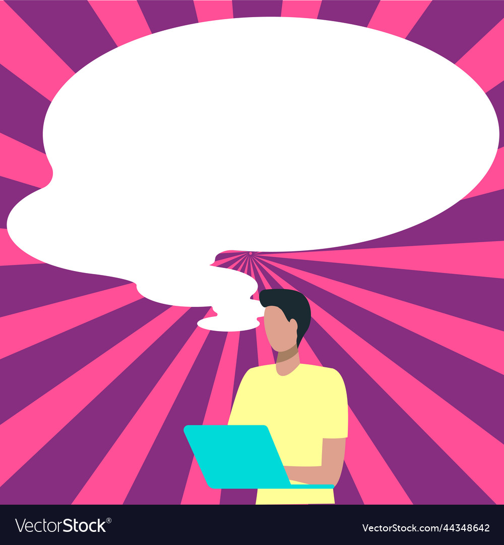 Presenter with conversation bubble showing new Vector Image Presenter with conversation bubble showing new