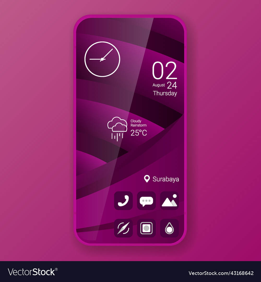 Realistic smartphone user interface widget purple
