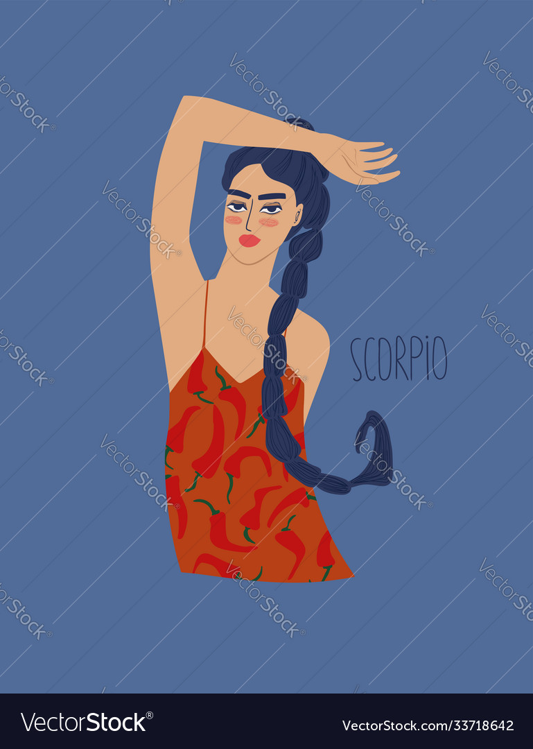 Scorpio Zodiac Sign With Girl Royalty Free Vector Image 1092