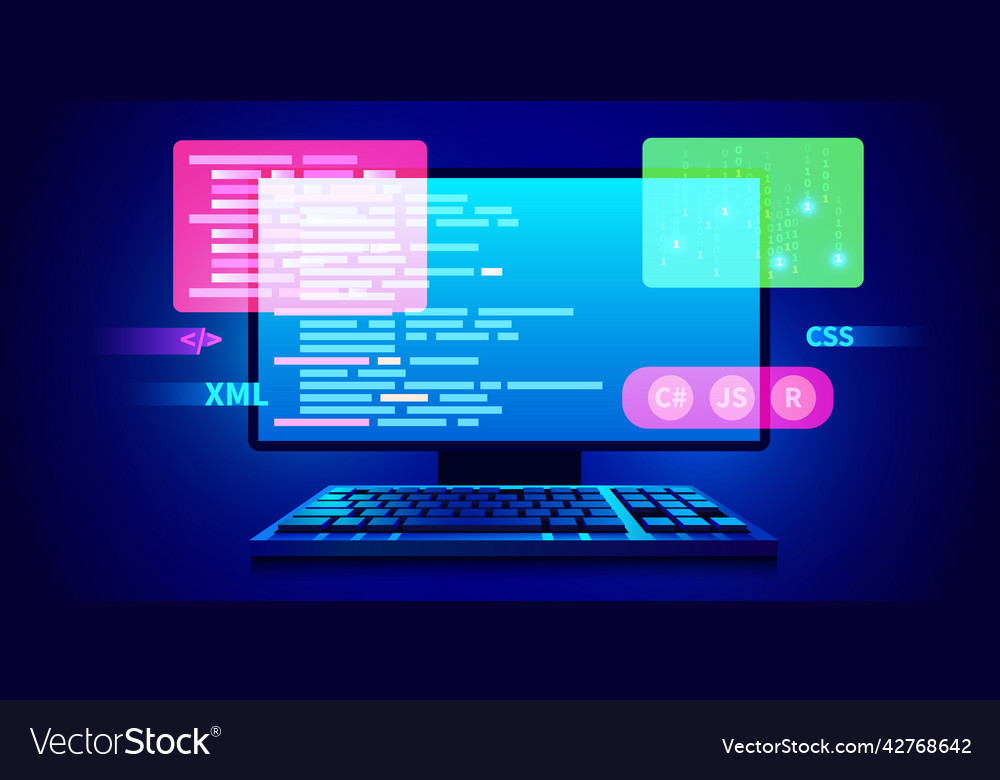Web development coding and programming futuristic vector image Web development coding and programming futuristic