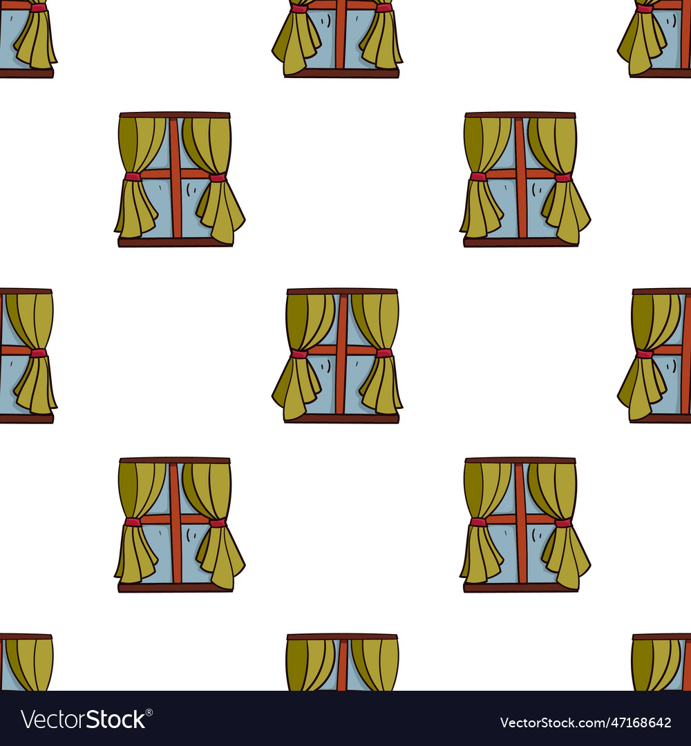 Window with curtains pattern Vector Image Window with curtains pattern