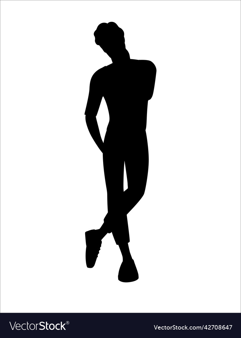 Black silhouette cute young man in fashion casual